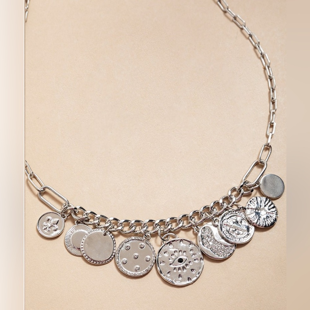 New Francesca’s Nicole Mixed Coin Charm Pendant Necklace - Picture 3 of 3